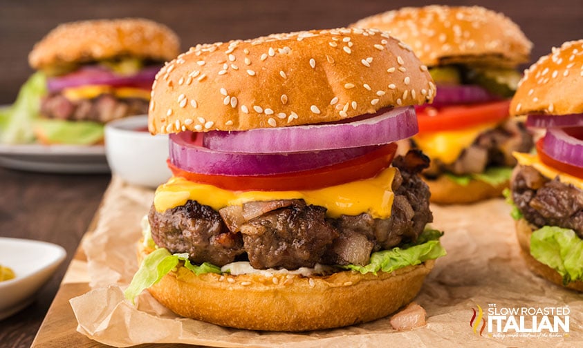 bacon in a burger on a bun