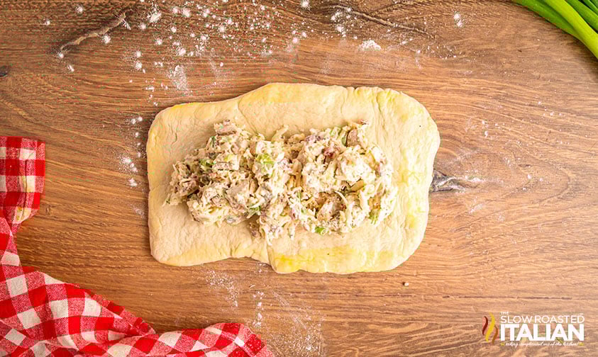 costco chicken bake filling on dough