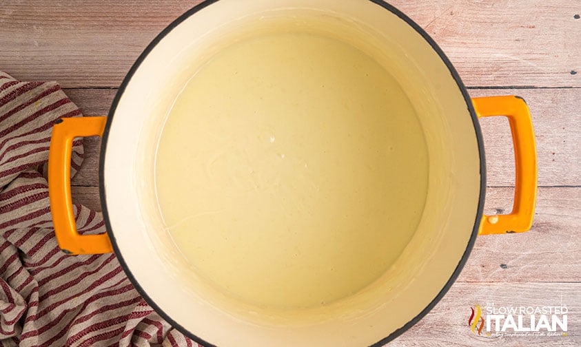 creating a cheese sauce for Costco Mac and Cheese Copycat Recipe