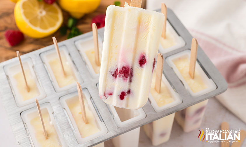 demolding lemon raspberry popsicles