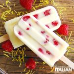 closeup of two raspberry lemonade popsicles