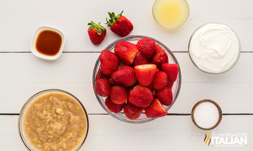 ingredients for strawberry banana popsicles