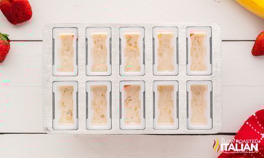 banana layer added to ice pop mold