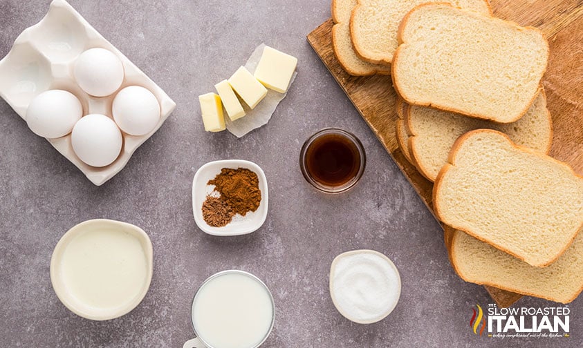 ingredients for sheet pan french toast recipe