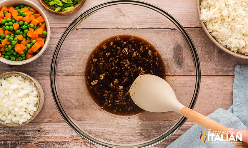 ingredients for sauce in a large bowl
