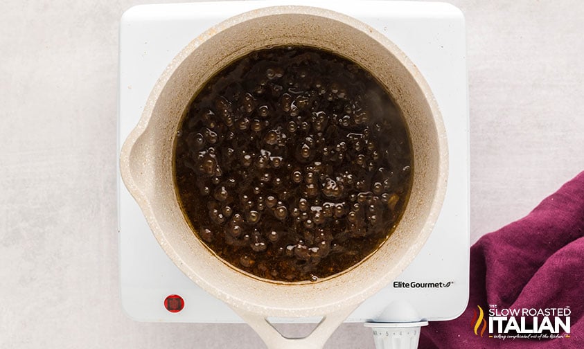 balsamic glaze in a small pot