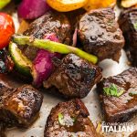 closeup of baked steak bites