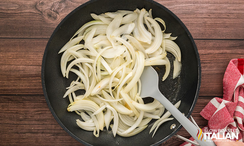 browning onion in a skillet