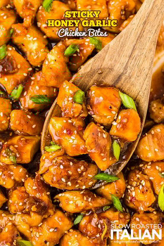 titled: Sticky Honey Garlic Chicken Bites