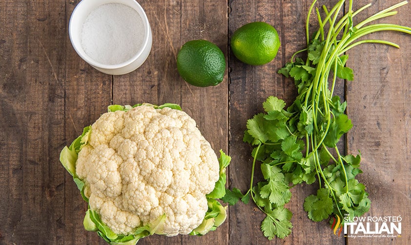 overhead: ingredients for chipotle cauliflower rice