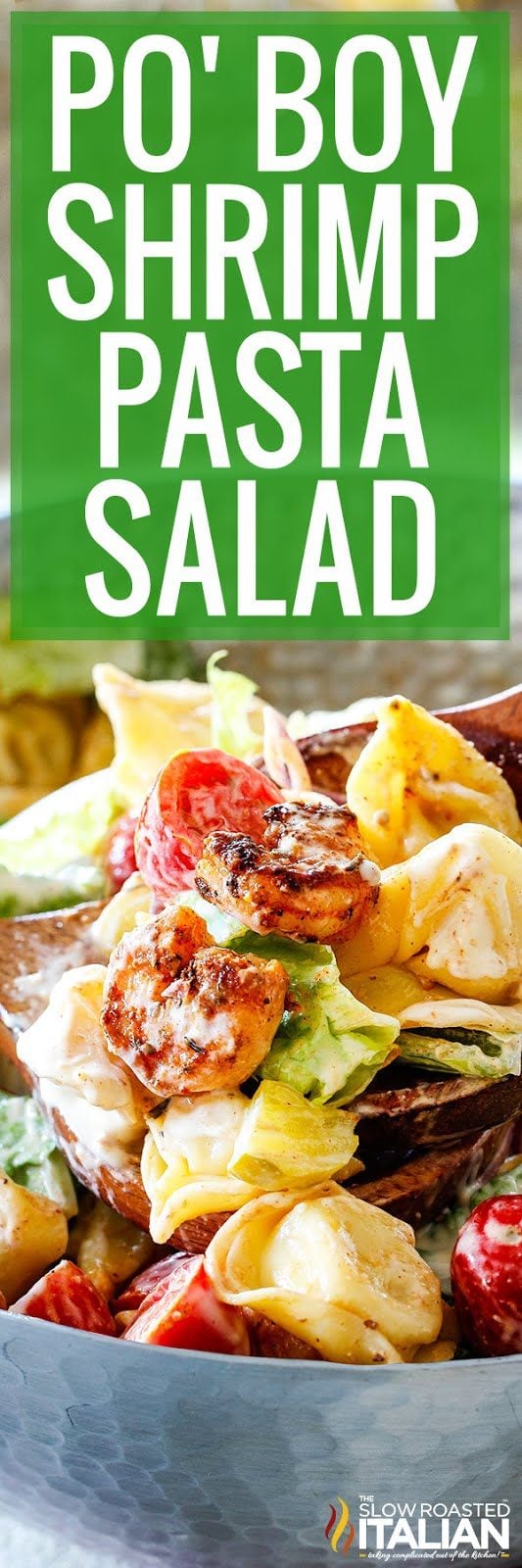 titled image (and shown): po' boy shrimp pasta salad