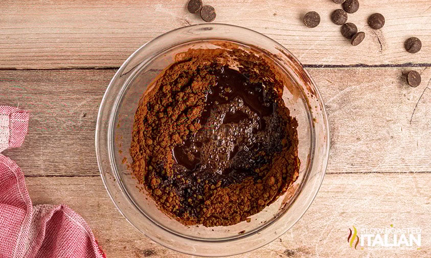 blooming cocoa powder in a small bowl