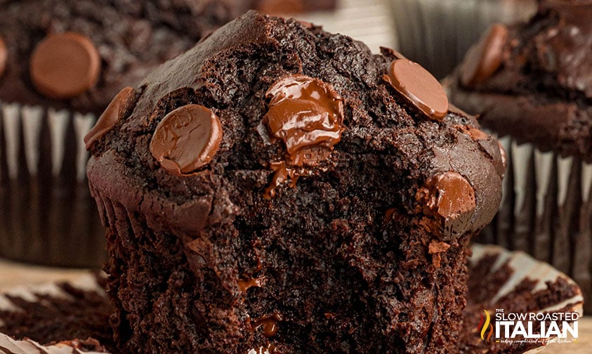 closeup of copycat costco chocolate muffin