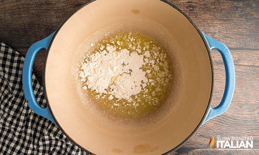 making a roux in a dutch oven