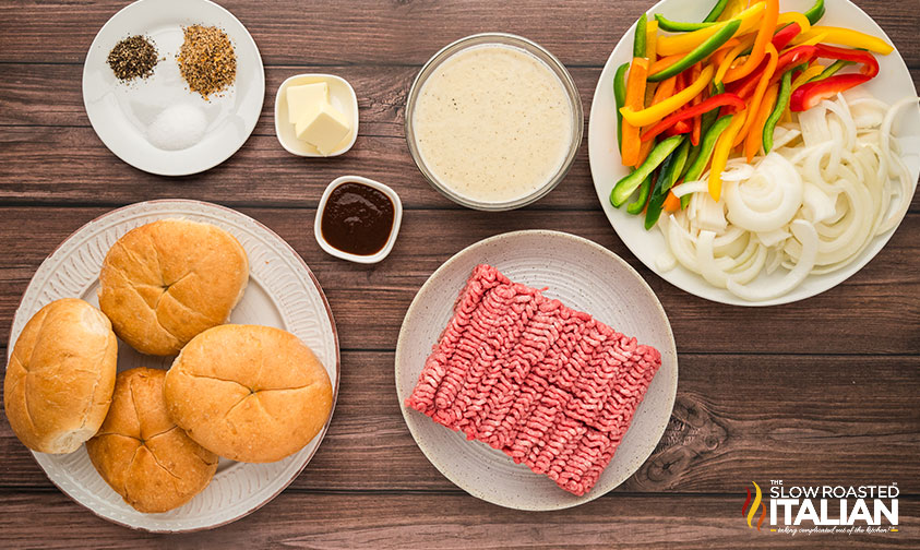 ingredients for philly cheesesteak burger