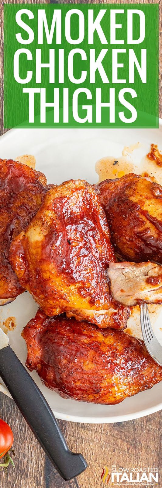 titled image (and shown): smoked chicken thighs