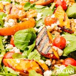closeup of grilled peach salad