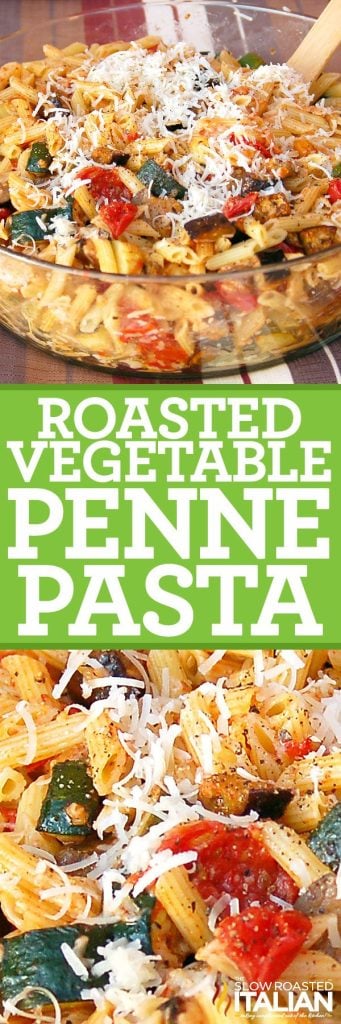 titled image (and shown): roasted vegetable penne pasta