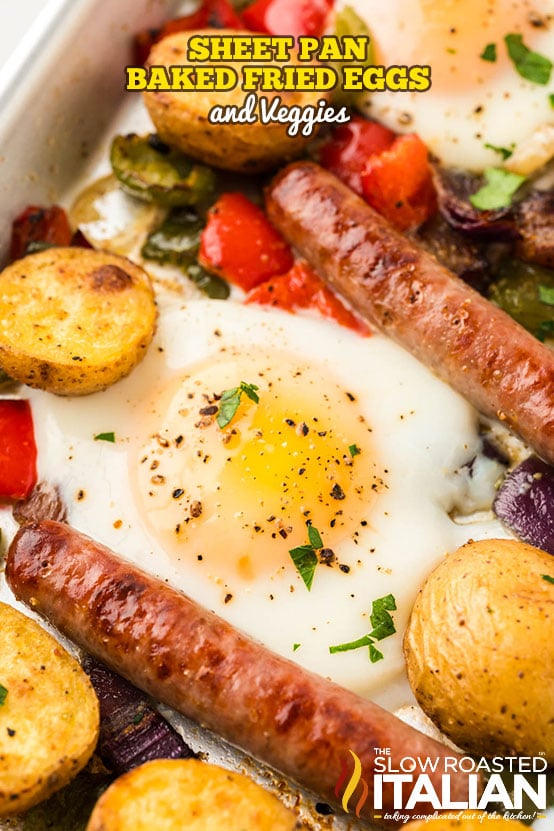 titled: Sheet Pan Baked Fried Eggs and Veggies