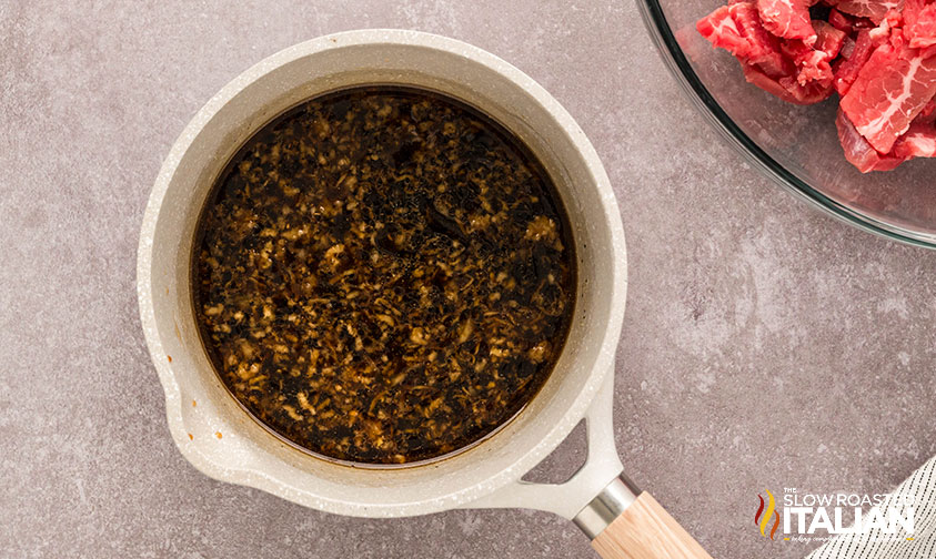 sauce ingredients in a small saucepan