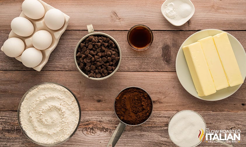 ingredients for sheet pan brownies recipe