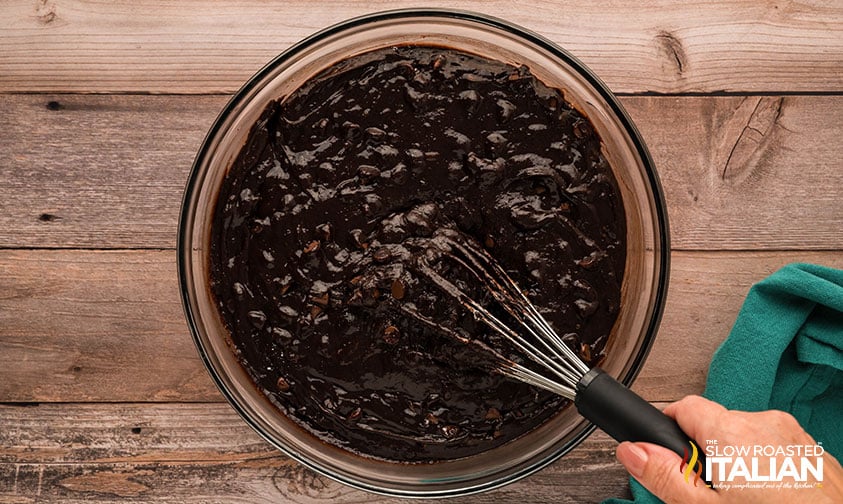 mix in chocolate chips to brownie batter
