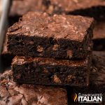 closeup of sheet pan brownies