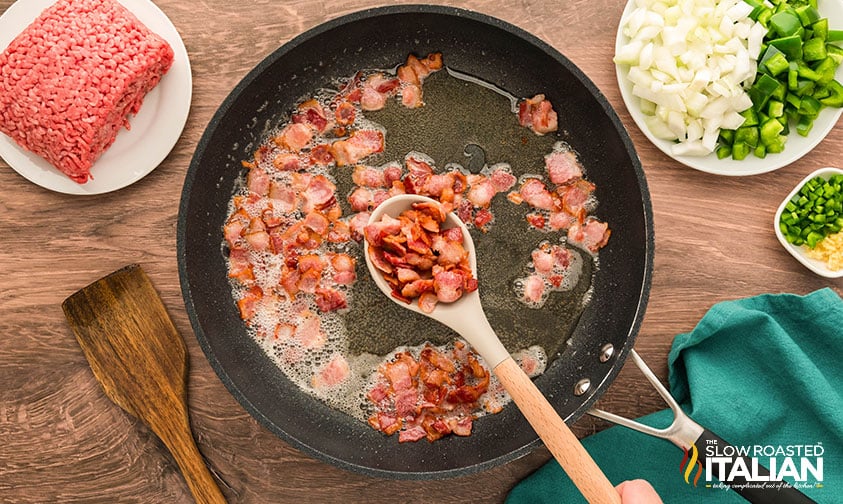 cooked bacon in skillet
