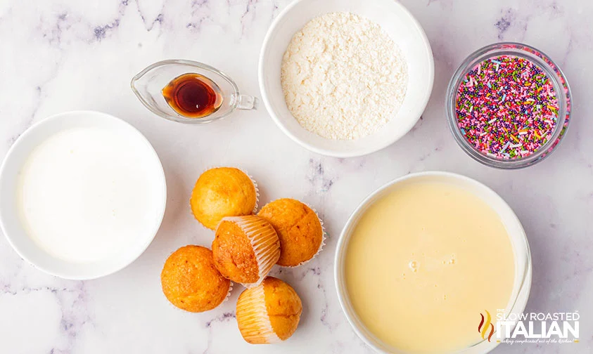 ingredients to make ice cream with birthday cake and sprinkles