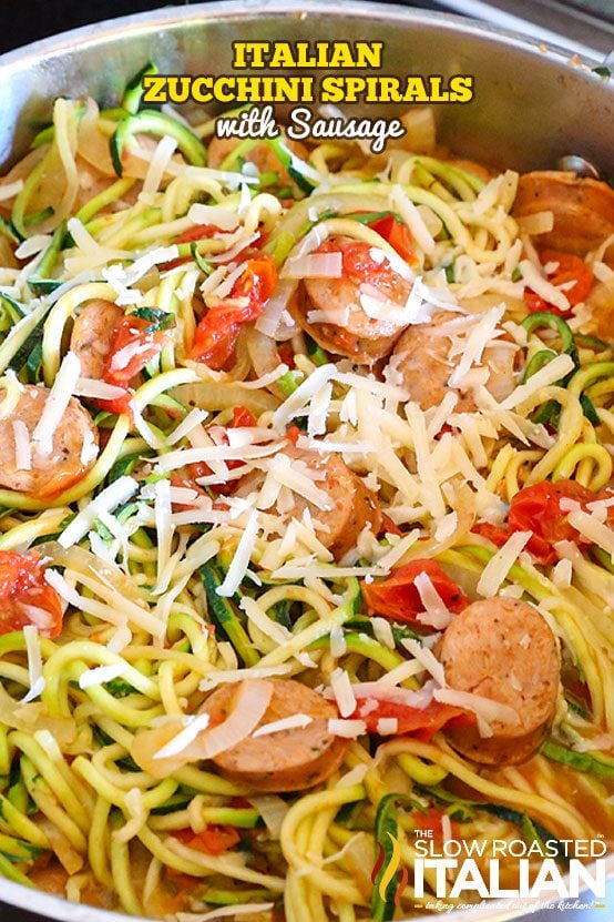 titled: Italian Zucchini Spirals with Sausage