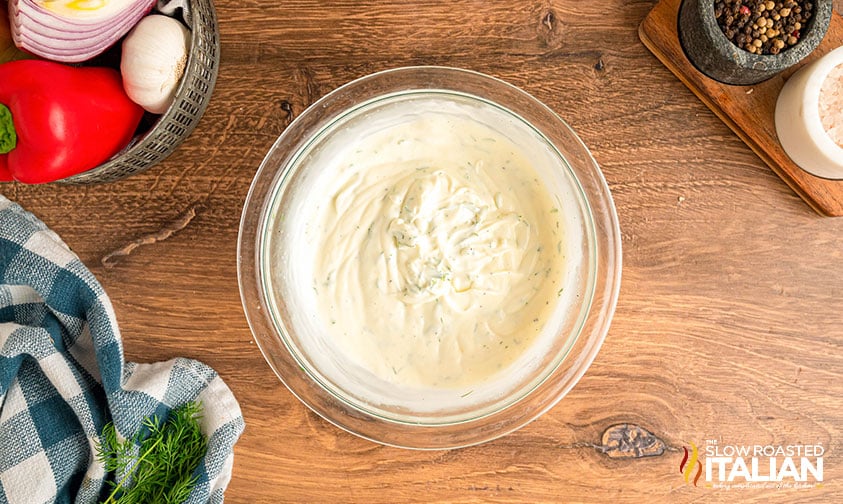 mixed dressing for dill pickle pasta salad