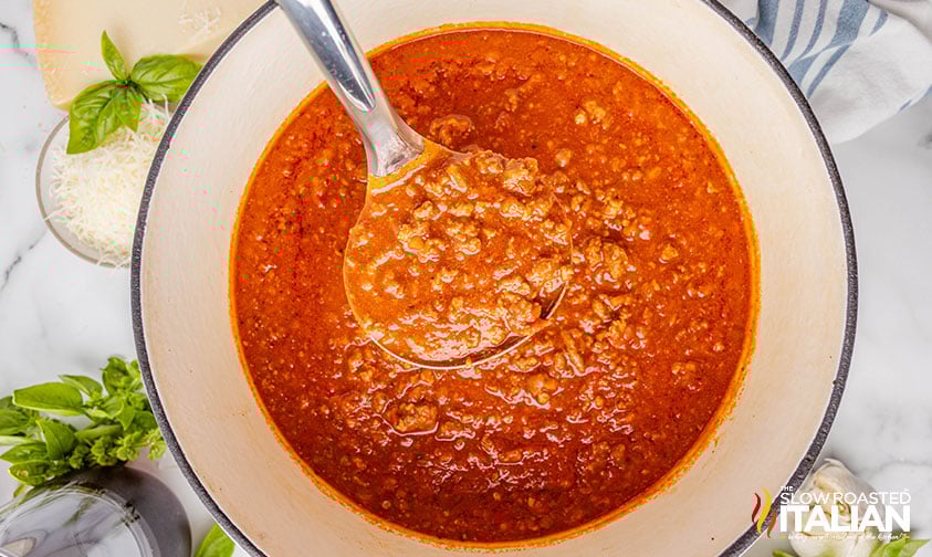 pot of bolognese sauce