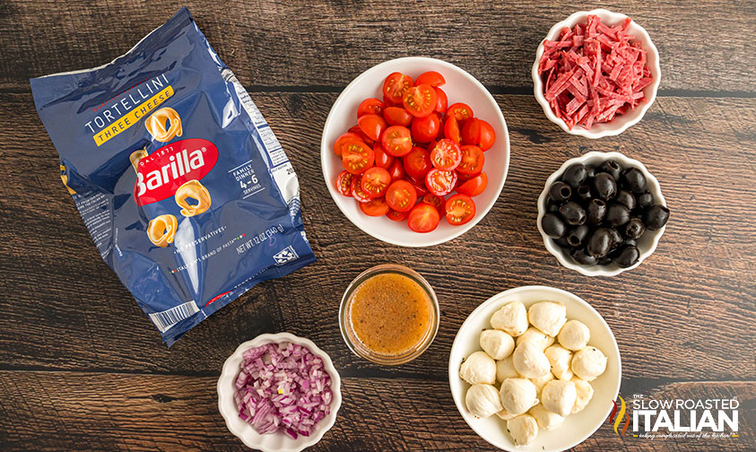 ingredients for Copycat Costco Tortellini pasta salad