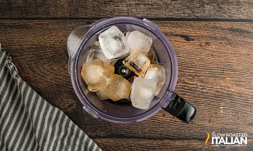 cold brew added to blender with ice