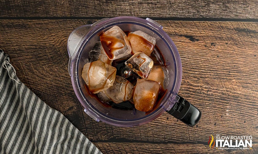chocolate syrup added to blender