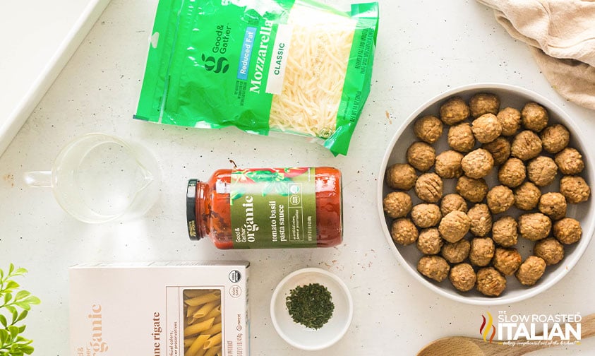 ingredients for dump and bake meatball casserole