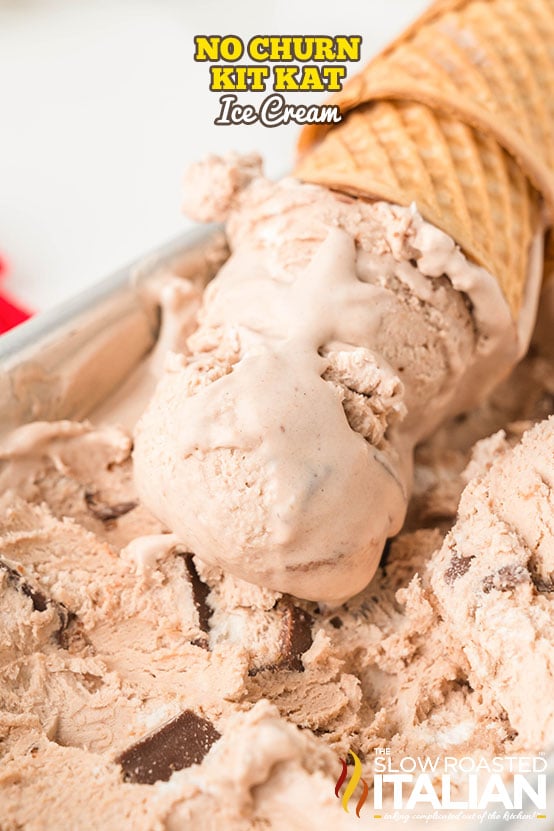 titled: No Churn Kit Kat Ice Cream
