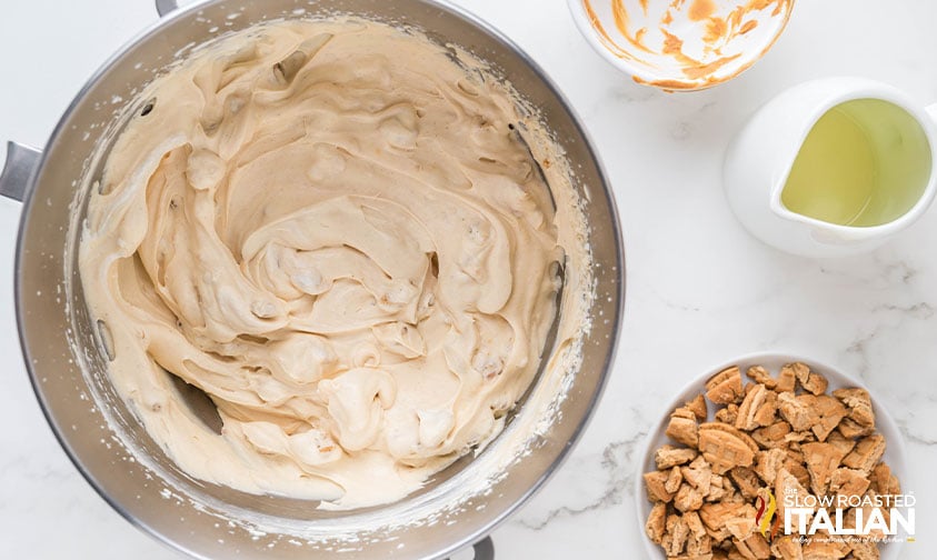 mixed nutter butter ice cream in a large bowl