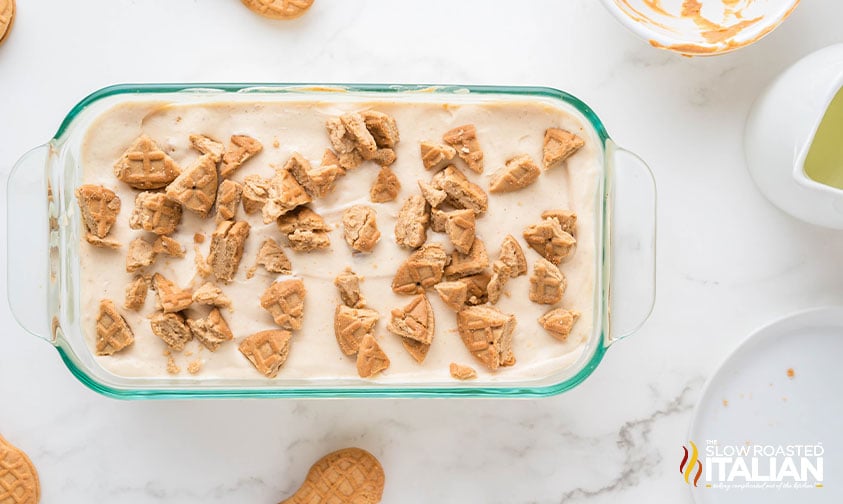 nutter butter ice cream in a 9x5 loaf pan