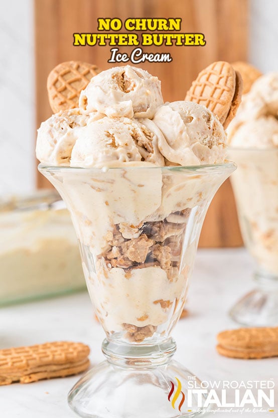 titled: No Churn Nutter Butter Ice Cream