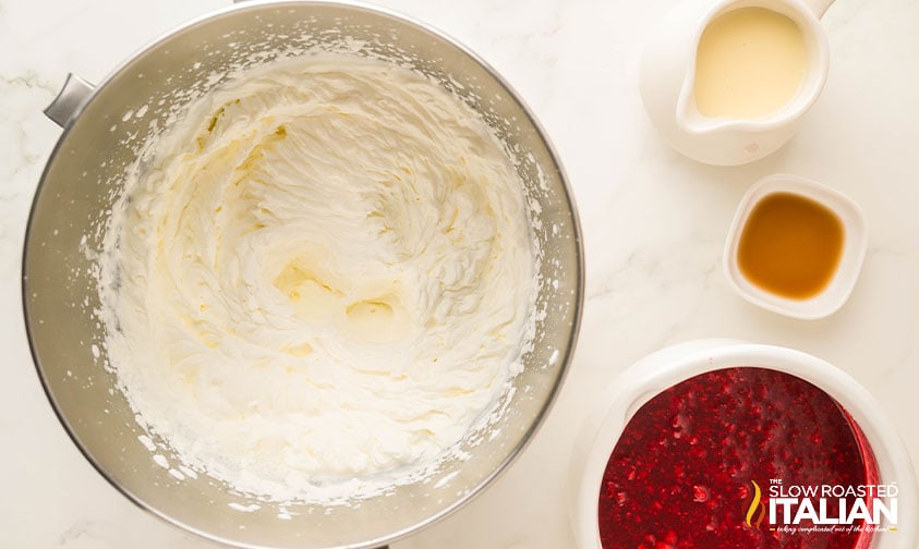 mixed whipped cream in large mixing bowl