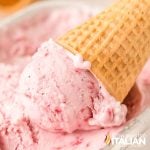 closeup of no churn raspberry ice cream