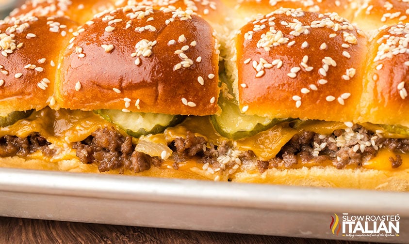 baked sheet pan cheeseburger sliders