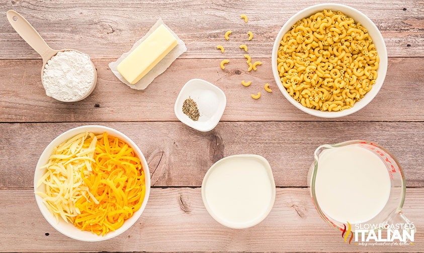 ingredients for sheet pan mac and cheese