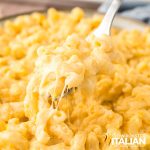 closeup of sheet pan mac and cheese