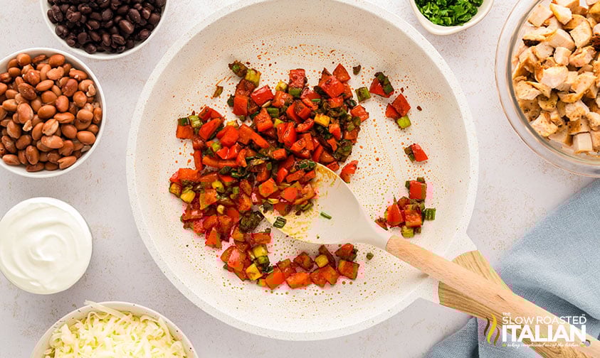 sauteed veggies for sheet pan quesadillas
