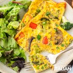 closeup of sheet pan frittata on a plate