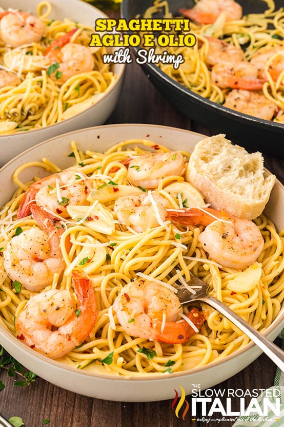 titled: Spaghetti Aglio E Olio With Shrimp