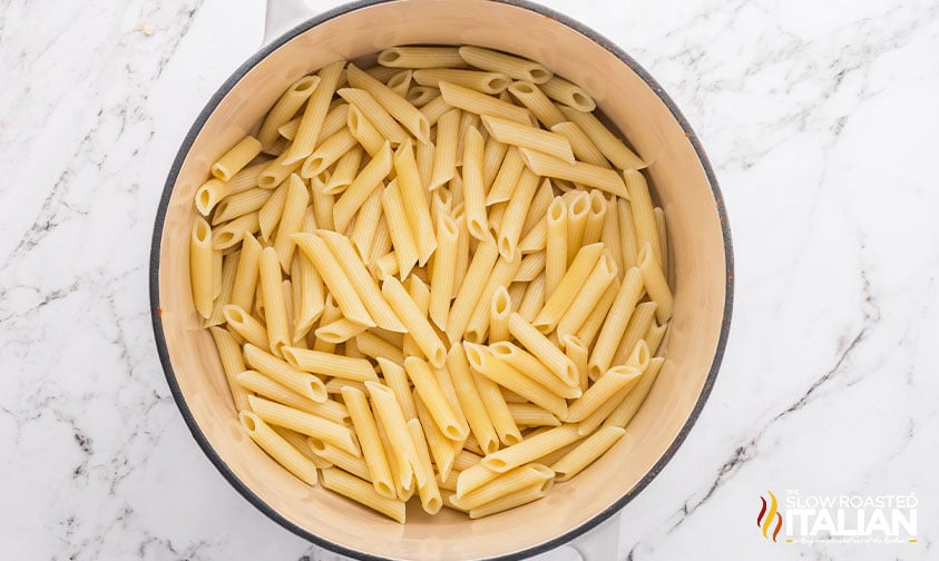 cooked pasta in a large pot