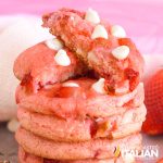 closeup of strawberry cake mix cookies